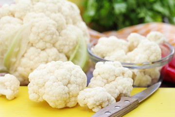 Fresh cauliflower on the table