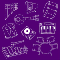 Purple on backgrounds music doodles