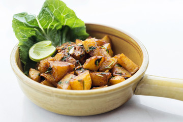 batata harra lebanese spicy fried garlic herb potato snack food