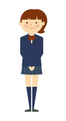 女子高生　全身　起立　イラスト
