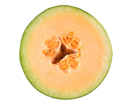 Half of cantaloupe melon isolated on the white background top vi