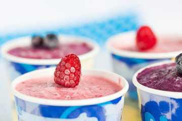 Homemade berry ice-cream in paper cups