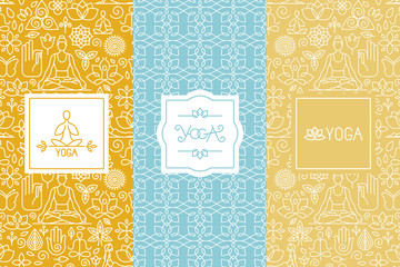 Vector labels and seamless patterns - yoga concepts