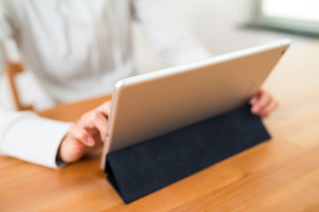 Woman use of tablet computer