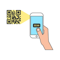 outline smart phone scanning qr code