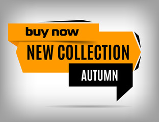 New autumn collection yellow banner design. Buy now poster. Vector illustration, eps 10