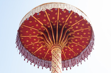 tiered umbrella Gold ,art thai ,Wat Phra that hariphunchai Lamphun Thailand