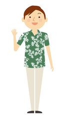 アロハシャツ　男性　働く人々　イラスト　