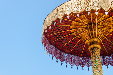 tiered umbrella Gold ,art thai ,Wat Phra that hariphunchai Lamphun Thailand