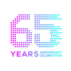 65 years anniversary with a circle,dotted,digital,technology logo