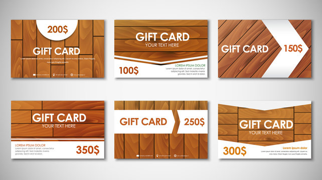 set of wooden gift cards