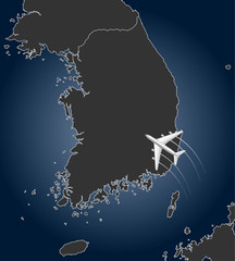 Korean Air, map,flight 