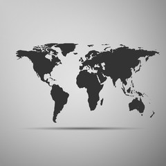 World map icon on grey background. Adobe illustrator