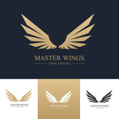 Obraz premium Logo skrzydeł, logo skrzydła orła, symbol ptaka, logo wolności, logo sportowe, szablon logo wektor.