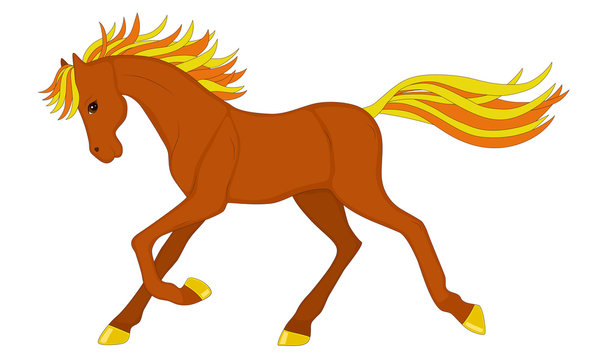 cartoon beautiful running horse