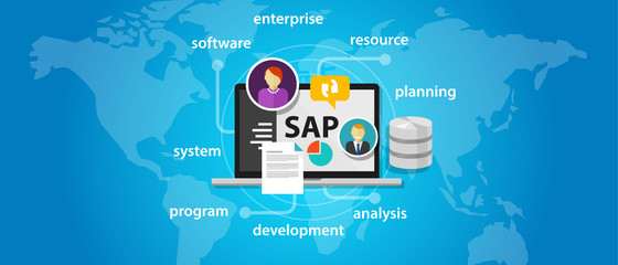 SAP system software enterprise resource planning global international - obrazy, fototapety, plakaty