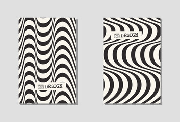 Design monochrome waving lines illusion background.