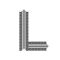 Black grunge alphabet in tire track forms. eps10