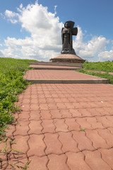 Obraz premium Turov, Belarus - August 7, 2016: monument to Kirill of Turov in the town of Turov, Belarus.