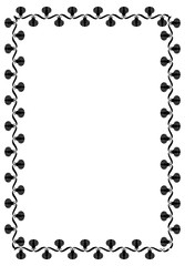 Vertical silhouette frame with shells. Vector clip art.