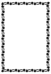 Vertical silhouette frame with shells. Vector clip art.