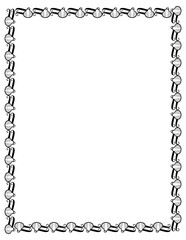 Vertical silhouette frame with shells. Vector clip art.