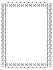 Vertical silhouette frame with shells. Vector clip art.