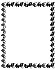 Vertical silhouette frame with shells. Vector clip art.