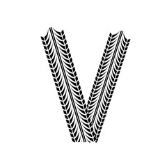 Black grunge alphabet in tire track forms. eps10