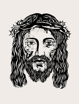 Jesus Christ face, art vector design 