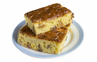 Sweet fruit cake with raisins
