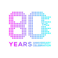 80 years anniversary with a circle,dotted,digital,technology logo