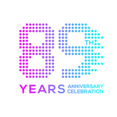 89 years anniversary with a circle,dotted,digital,technology logo