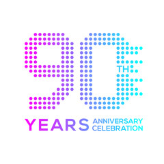 90 years anniversary with a circle,dotted,digital,technology logo