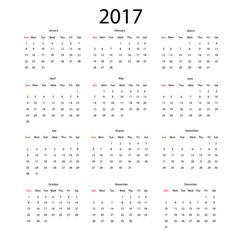 Vector calendar for 2017