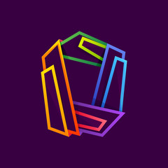 Letter O logo formed by colorful neon lines.