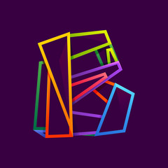 Letter B logo formed by colorful neon lines.