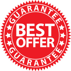 Best offer guarantee red sign, vector illustration