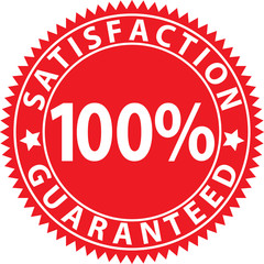 Satisfaction 100%  guaranteed red sign, vector illustration
