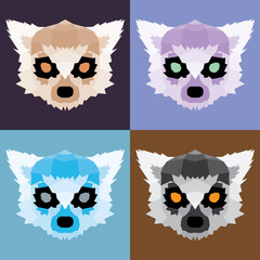 Fototapeta premium Low poly lemurs set