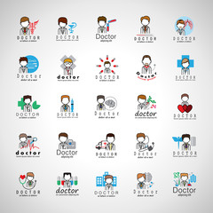 Doctors And Medical Workers Icons Set-Isolated On Gray Background-Vector Illustration,Graphic Design.Collection Of Professional Medical Persons, Physician, Chemist. Hospital Staff