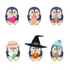 Naklejka premium Set of cute penguins