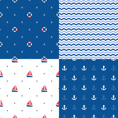 Obraz premium Set of seamless sea patterns