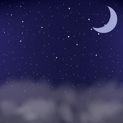 Fototapeta na wymiar Cloudy night sky as a background, vector