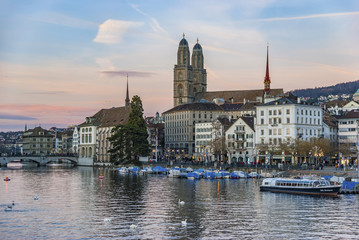 Fototapeta premium Zurich at dusk