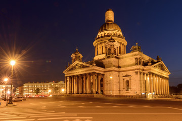 Night Saint St. Petersburg on St. Isaac Cathedral