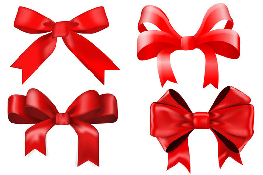 Red ribbon bow. Gift box decoration