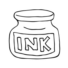 Ink pot icon. Outlined