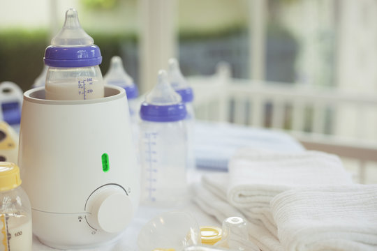 Bottle and baby food warmer with Copy Space