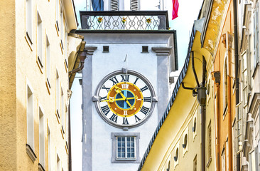 Fototapeta premium Tower clock in Salzburg, Austria